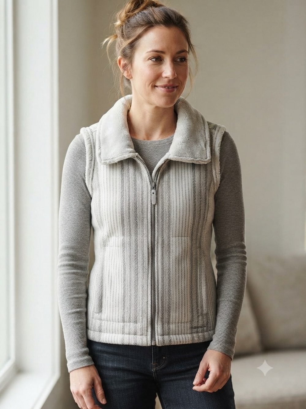 Ex Officio Women's Cozy Zip-Front Vest in Light Gray